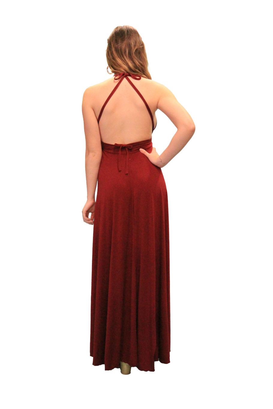 Arriendo de Vestido lycra burdeo tirantes multiforma