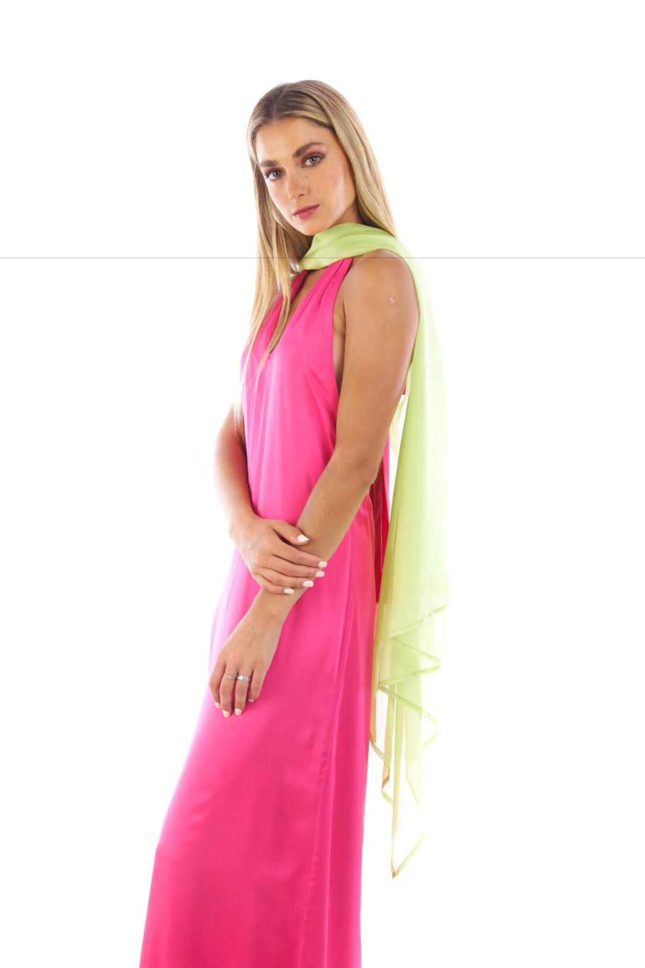 Arriendo de Capa/pañuelo verde limón de gasa