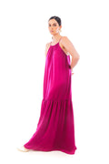 Arriendo de Vesitdo largo fucsia con tiras ajustables