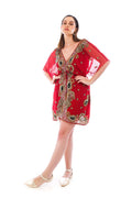 Arriendo de Vestido corto rojo con muchas mostacillas y lentejuelas ajustable