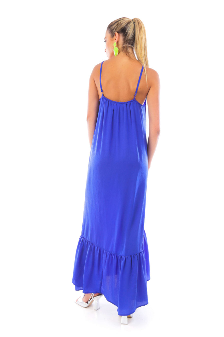 Arriendo de Vestido largo azul con tiras ajustables