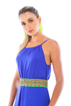 Arriendo de Vestido largo azul con tiras ajustables