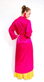 Kimono fuscia de seda largo