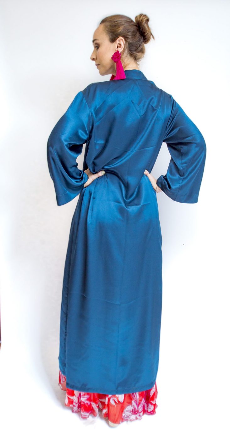 Kimono largo petroleo de seda