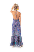 Arriendo de Vestido estampado morado verde y azul escote en V