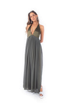Arriendo de Vestido largo verde musgo sin espalda