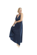 Arriendo de Vestido largo azul oscuro seda con ruedo