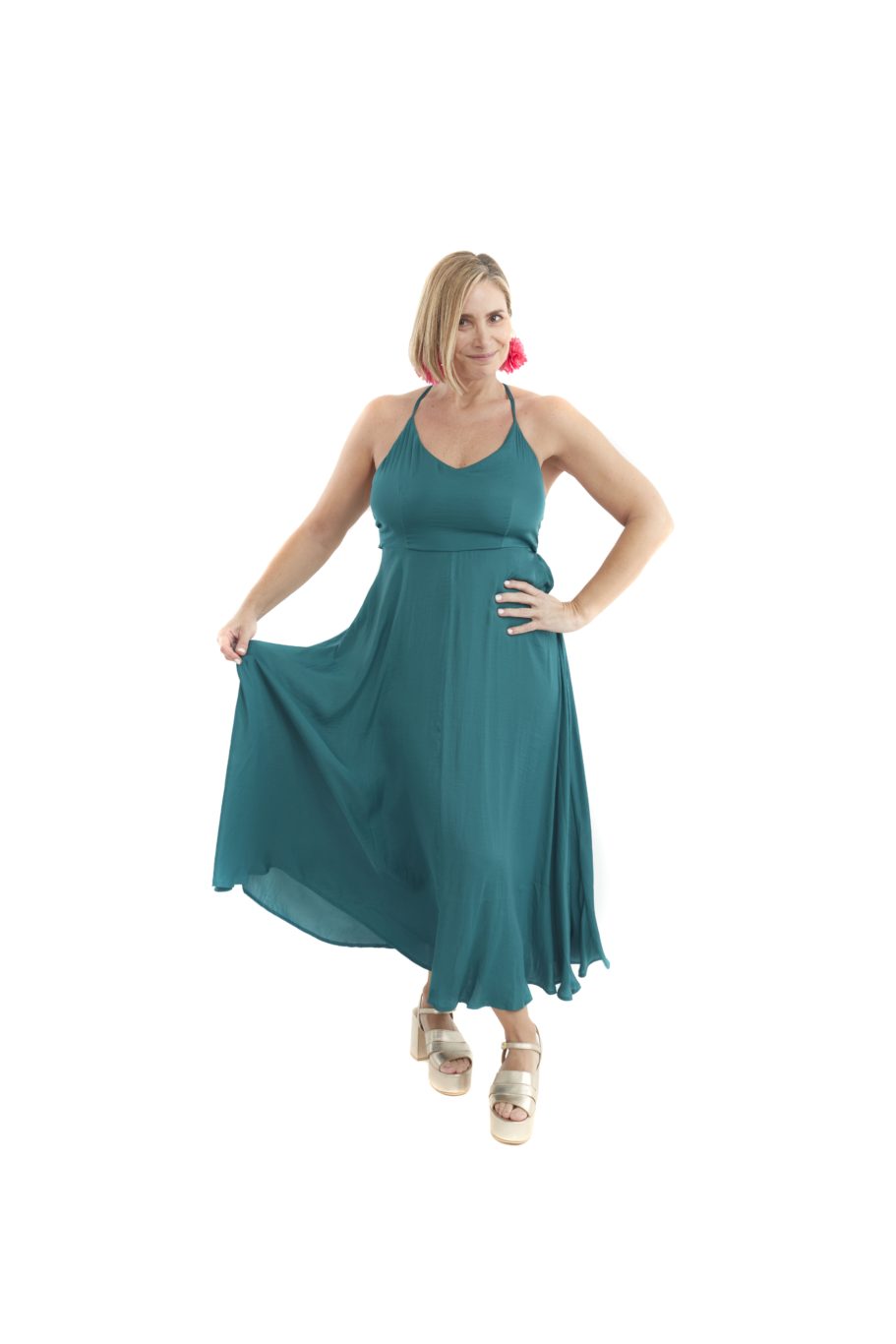 Arriendo de Vestido Oysho largo verde petroleo