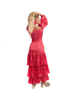 Arriendo de Vestido Cocoota naranjo malva con mangas y vuelos abajo