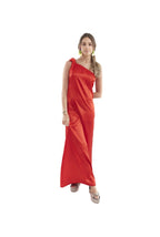Arriendo de Vestido color rojo largo un hombro tira cruzada espalda
