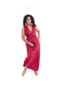 Arriendo de Vestido fucsia largo multiforma de lycra