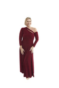 Arriendo de Vestido largo burdeo asimétrico manga larga