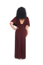 Arriendo de Vestido largo burdeo oscuro manga angel lycra