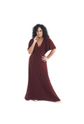 Arriendo de Vestido largo burdeo oscuro manga angel lycra