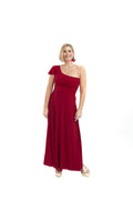 Arriendo de Vestido largo lycra rojo italiano con un hombro