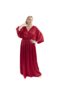 Arriendo de Vestido largo rojo italiano mangas escote en V amarre adelante