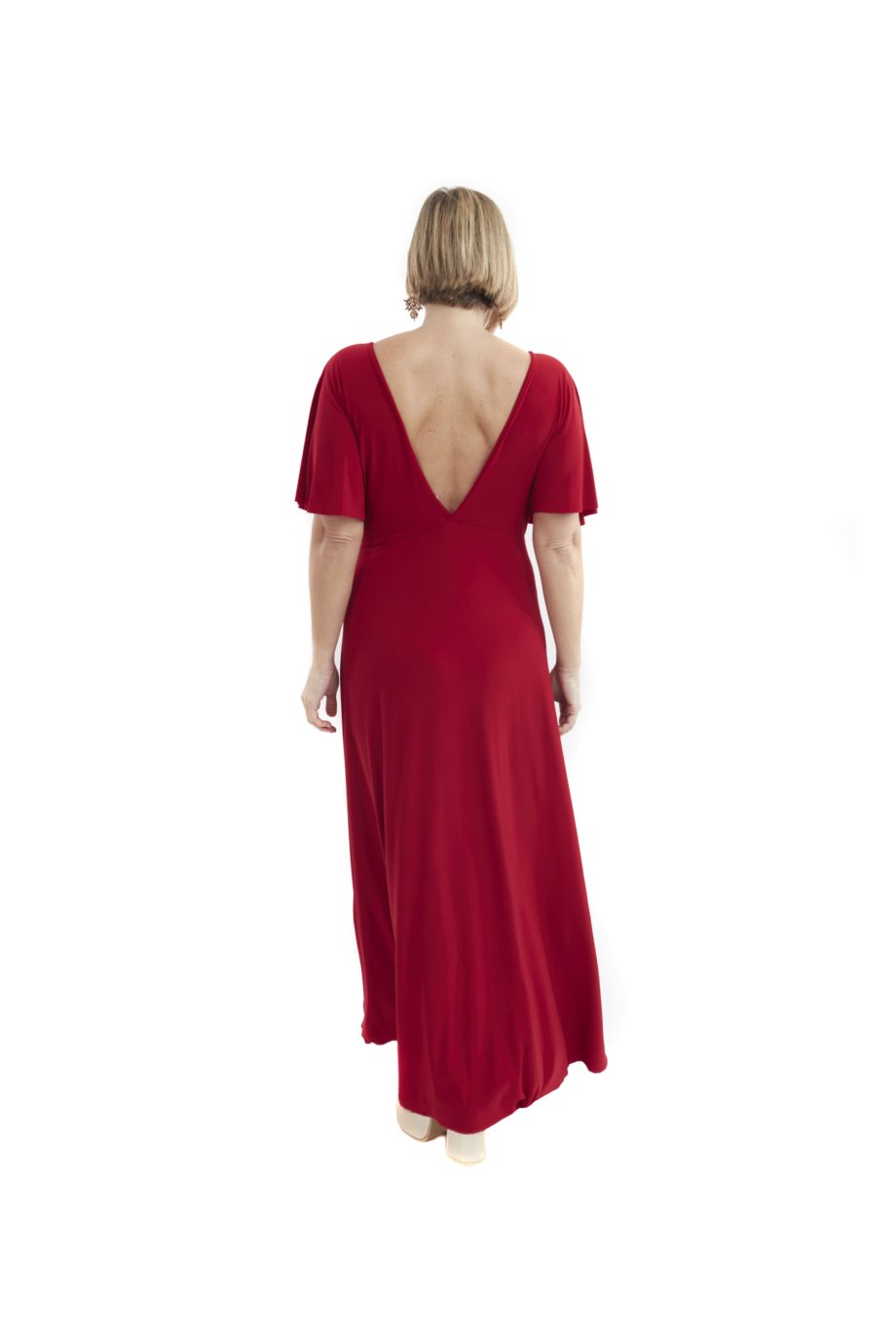 Arriendo de Vestido largo rojo manga angel lycra
