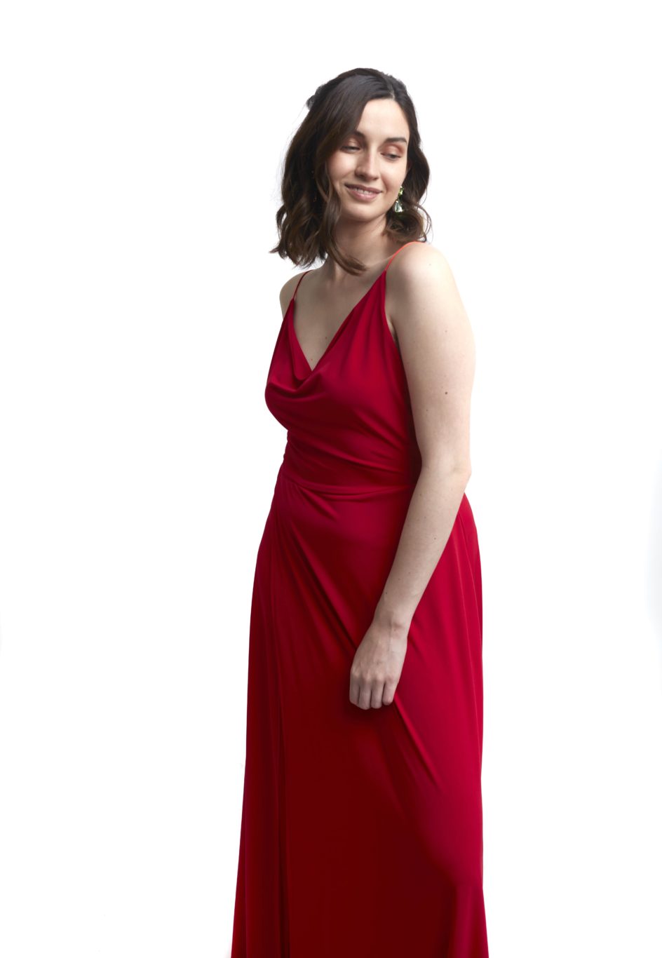 Arriendo de Vestido rojo largo cuello bote espalda cruzada