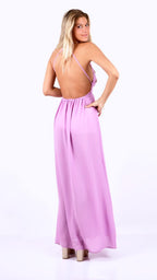 Arriendo de Vestido largo color lila y detalles con mostacillas