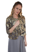 Arriendo de Chaqueta cafe con brillos y lentejuelas doradas