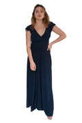 Arriendo de Vestido azul marino largo con mangas escote en V