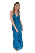 Arriendo de Vestido largo azul con celeste Hippie Chic espalda descubierta