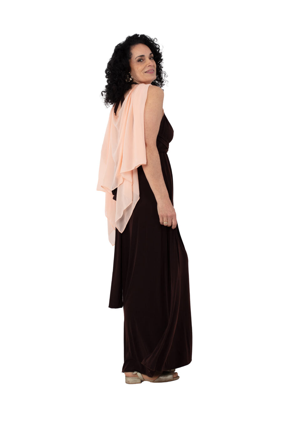 Arriendo de Vestido largo multiforma cafe de lycra