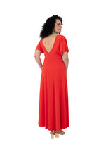 Arriendo de Vestido largo rojo con manguitas de lycra