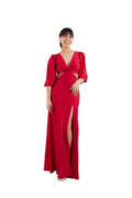 Arriendo de Vestido largo rojo con mangas cut out de lycra