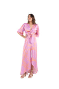 Arriendo de Vestido largo lila claro y damasco con mangas