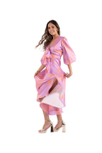 Arriendo de Vestido largo lila claro y damasco con mangas