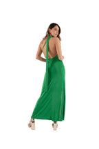 Arriendo de Vestido largo verde asimétrico elasticado