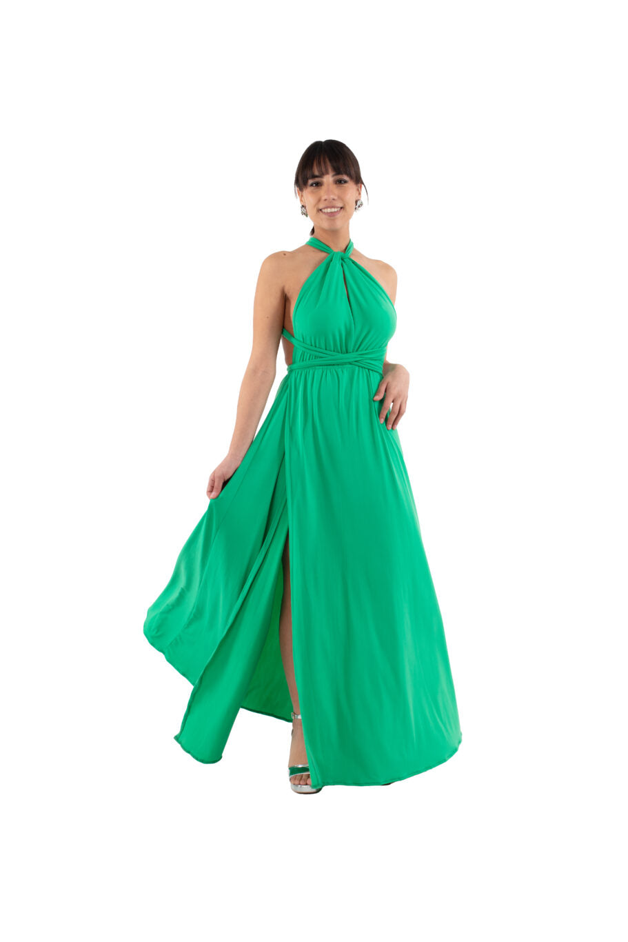 Arriendo de Vestido largo verde cata multiforma de lycra
