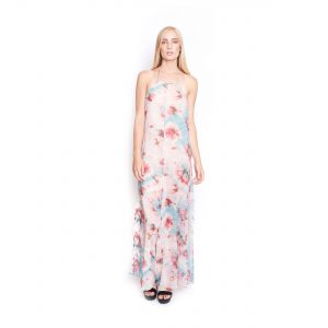 Vestido ZARA largo rosa palo con celeste