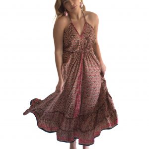 Arriendo de Vestido largo con flores espalda descubierta