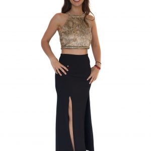 Arriendo de Conjunto top animal print y pollera negra larga